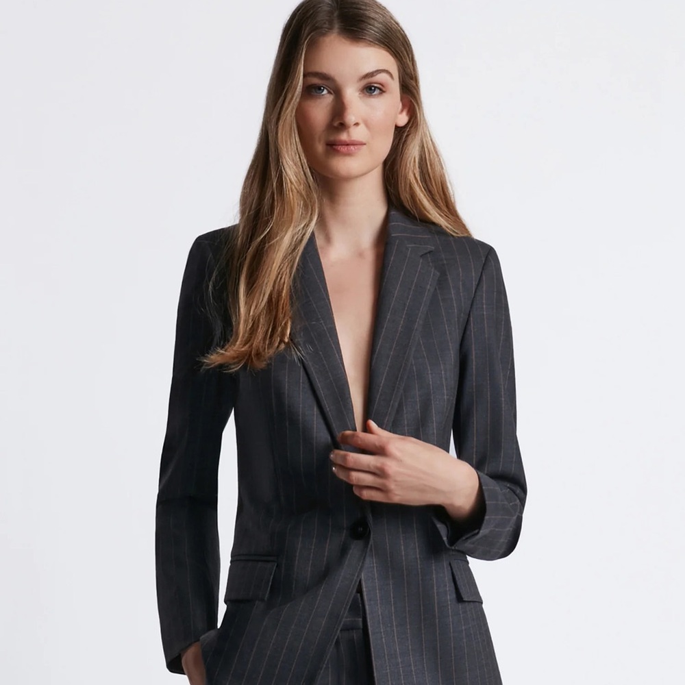 Judith & Charles - Charcoal Pinstripe Tailored Blazer - Women